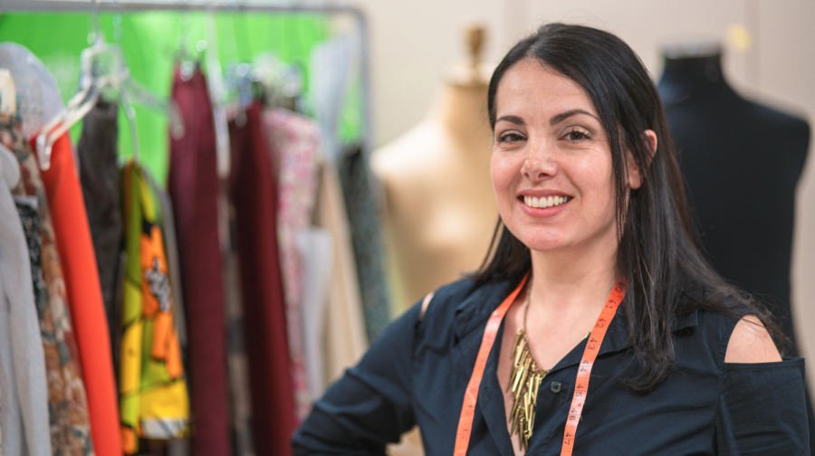 Fashion merchandising & management professor Jaleh Naasz in her office in Mariposa Hall Wednesday, April 5, 2023. “We don’t have a lot of the design classes that other colleges might, but our students really want to do stuff and make stuff so I try to give them as much of that skill as I can,” she said.