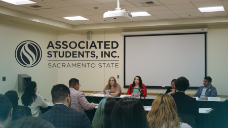The hearing for complaints filed against Nikita Akhumov by Isabella Jimenez for the 2023 ASI elections in the University Union, Wednesday, May 10, 2023. The Committee released its decision regarding that hearing on Wednesday, May 24, recommending Akhumov be disqualified for campaign interference.
