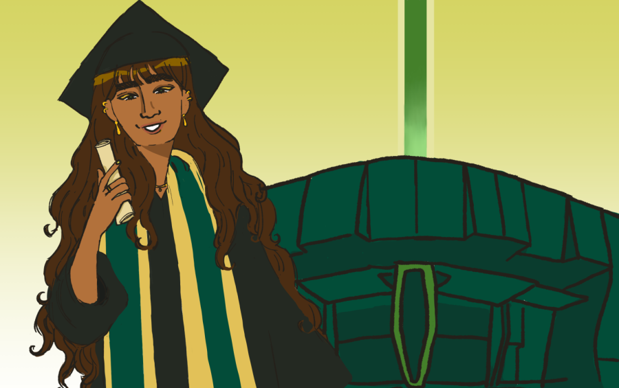 Sacramento State seniors will be graduating May 19-21 at Golden 1 Center, as confirmed by President Robert Nelsen May 1. To prepare for commencement, The State Hornet went over the rules and regulations for entry at Golden 1. (Illustration by Justine Chahal). 