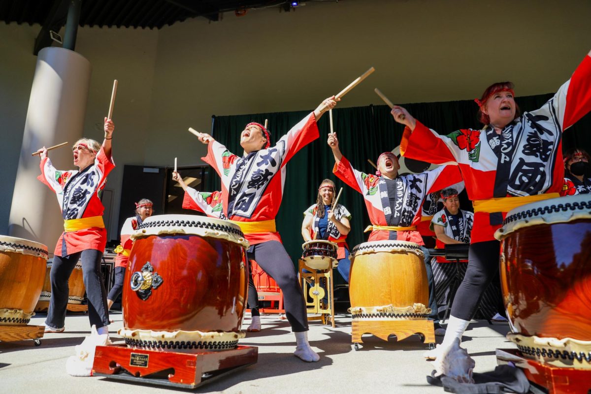  Sacramento Taiko Dan performed traditional Japanese drumming during WEUSl at Serna Plaza Saturday, Sept. 24, 2022. Sacramento Taiko Dan frequently has special performances at Sacramento State and is the only traditional drumming ensemble in Sacramento.