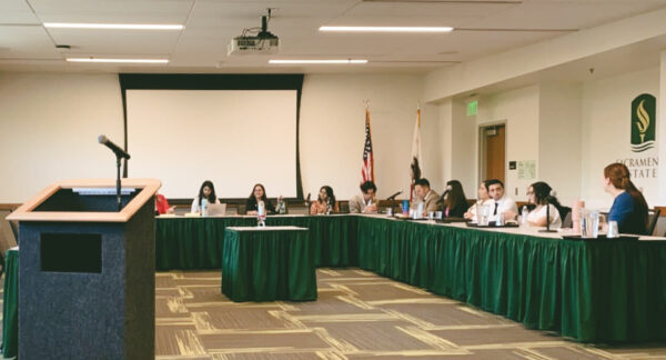 The Associated Students Inc. executive board meeting takes place in the Green & Gold room in the University Union, Wednesday, Sept. 13, 2023. ASI Director of Graduate Studies Hisham Hussain was set to appeal his strike, but the hearing  was called off after the strike was changed to a warning.