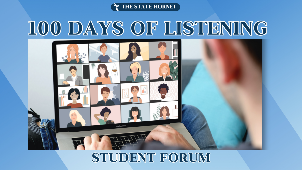In collaboration with ASI, Sac State President Luke Wood conducts a listening forum on Zoom to hear out student concerns with the campus Wednesday, Sept. 20, 2023. The next sessions will be similar to town halls previously conducted, but will take place at the University Union Ballroom.
