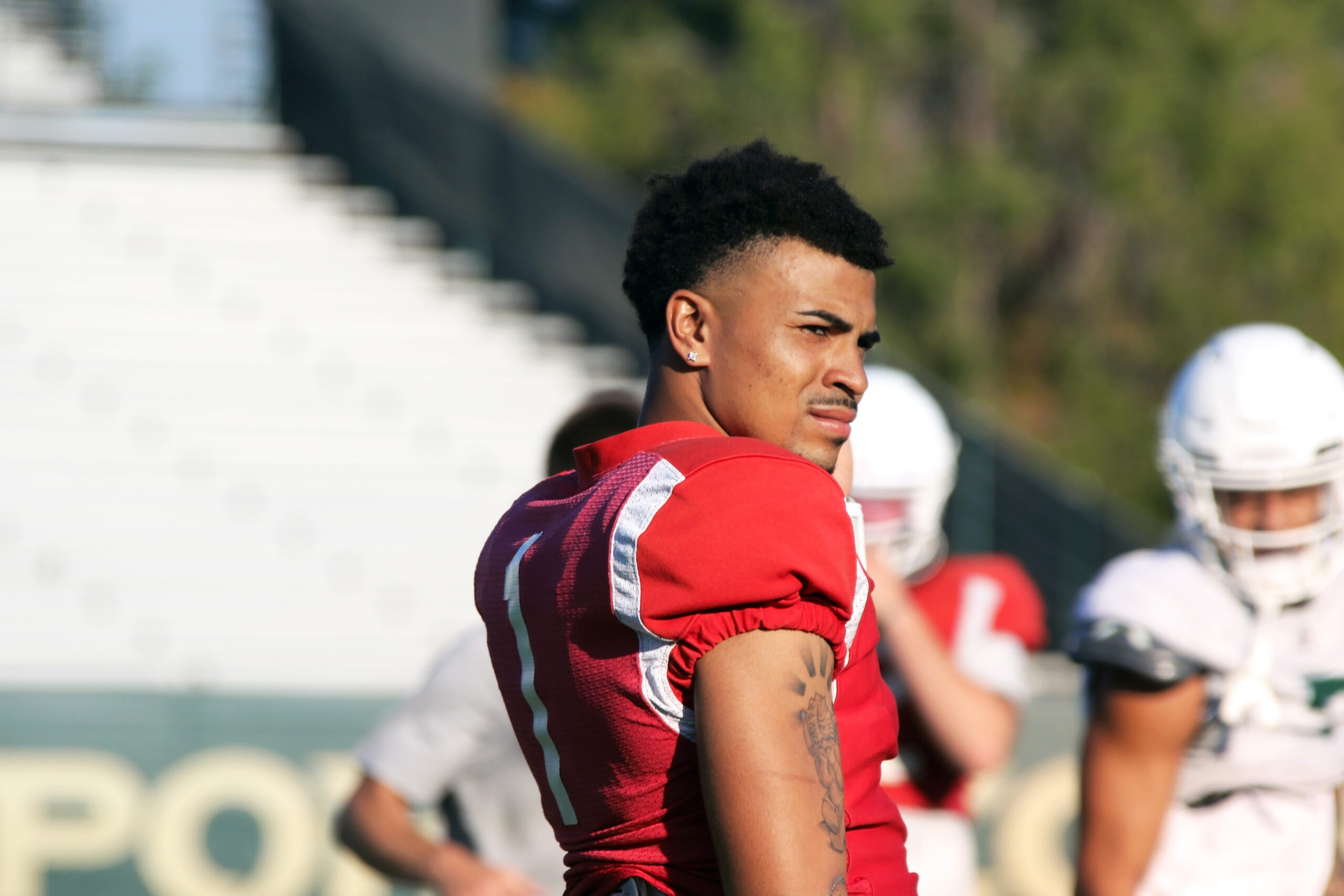 Junior quarterback Kaiden Bennett looks toward the sideline during practice on Sep. 21, 2022. Bennett was named the starting quarterback this week by Sacramento State head coach Andy Thompson.