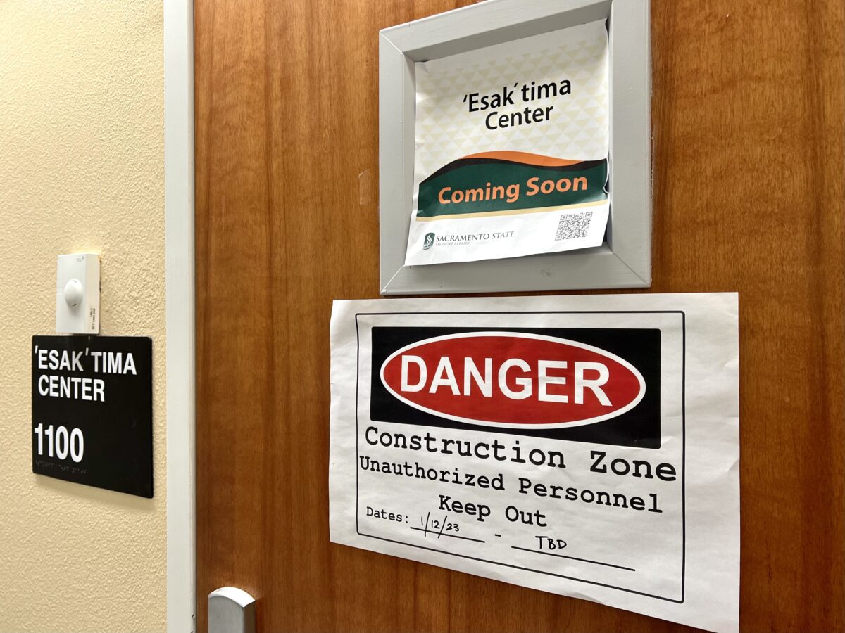 The+%E2%80%98Esak%E2%80%99tima+Center+continues+to+be+closed+off+to+anyone+since+January+2023+according+to+the+sign+posted+on+the+door+in+Lassen+Hall%2C+Wed.%2C+Sept.+13%2C+2023.+With+the+center+still+experiencing+delays%2C+it+is+hard+to+tell+when+construction+will+be+done