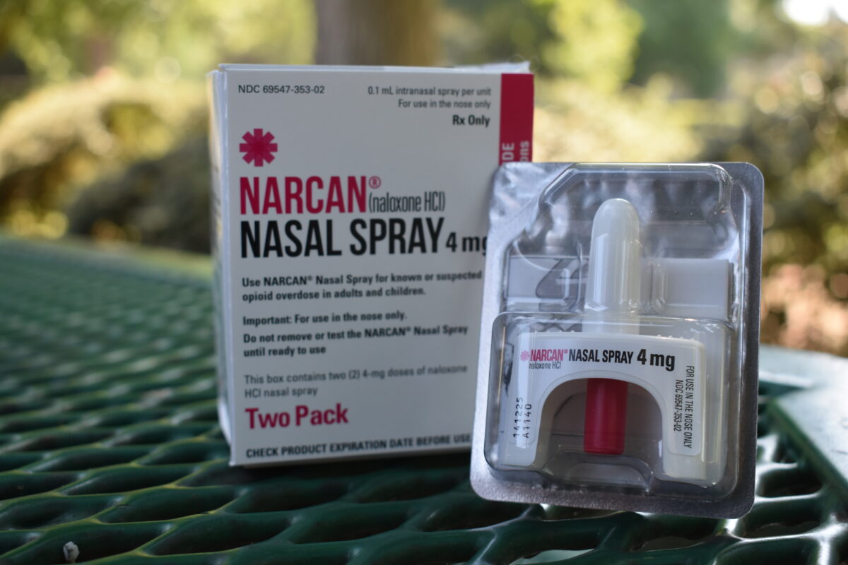 Student+Health%2C+Counseling%2C+and+Wellness+Services+hosted+a+Narcan+training+and+demonstration+at+The+WELL+on+Wednesday%2C+Sept.+20%2C+2023.+At+the+end+of+the+event%2C+a+box+of+nasal+spray+Narcan+known+as+naloxone%2C+was+handed+out.+Narcan+is+the+reversal+medication+for+an+opioid+overdose.