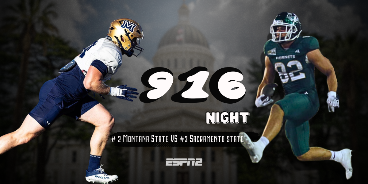 Sac State hosts Montana State on ESPN2 for the school’s second appearance on national television. The Hornets beat Montana on ESPN2 last year in overtime. (Photos: (L-R) James Fife, Graphic created in Canva by Siany Harts)