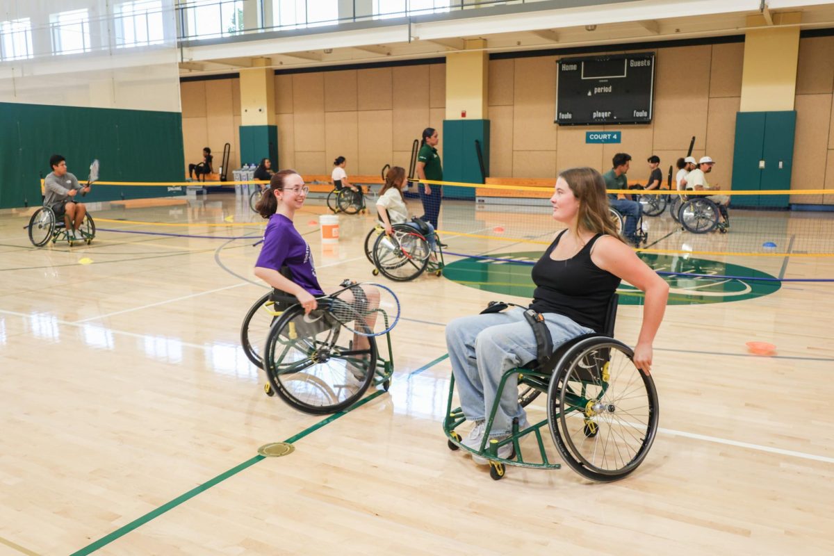 Sacramento State students practice drills on court four inside The WELL during the recreational therapy program Thursday, Sept. 28, 2023. The recreational therapy program was started in 2013 and reintroduced to Sac State in 2020.