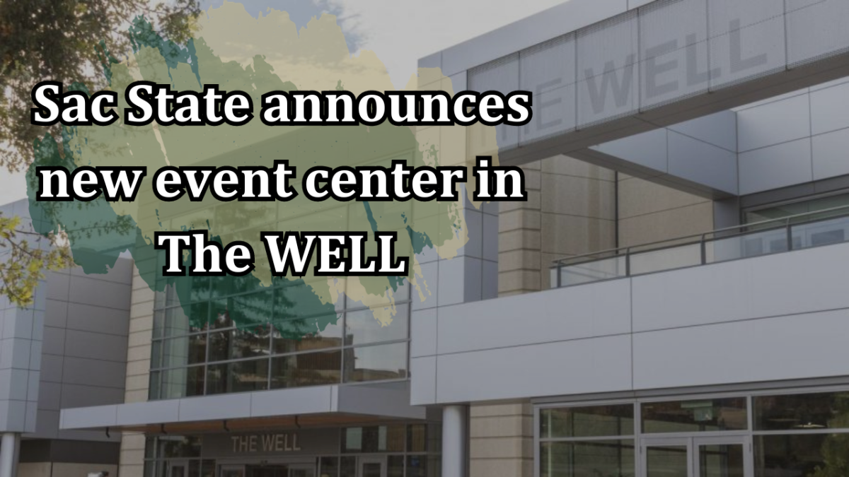 Sac State announced that all indoor sports would be moving to a new event center in The WELL as soon as fall 2024. The Board of Directors of Union WELL Inc. voted to approve $5.2 million from reserves to complete the project. (Credit: State Hornet Archives, Graphic created in Canva by Jacob Peterson)

