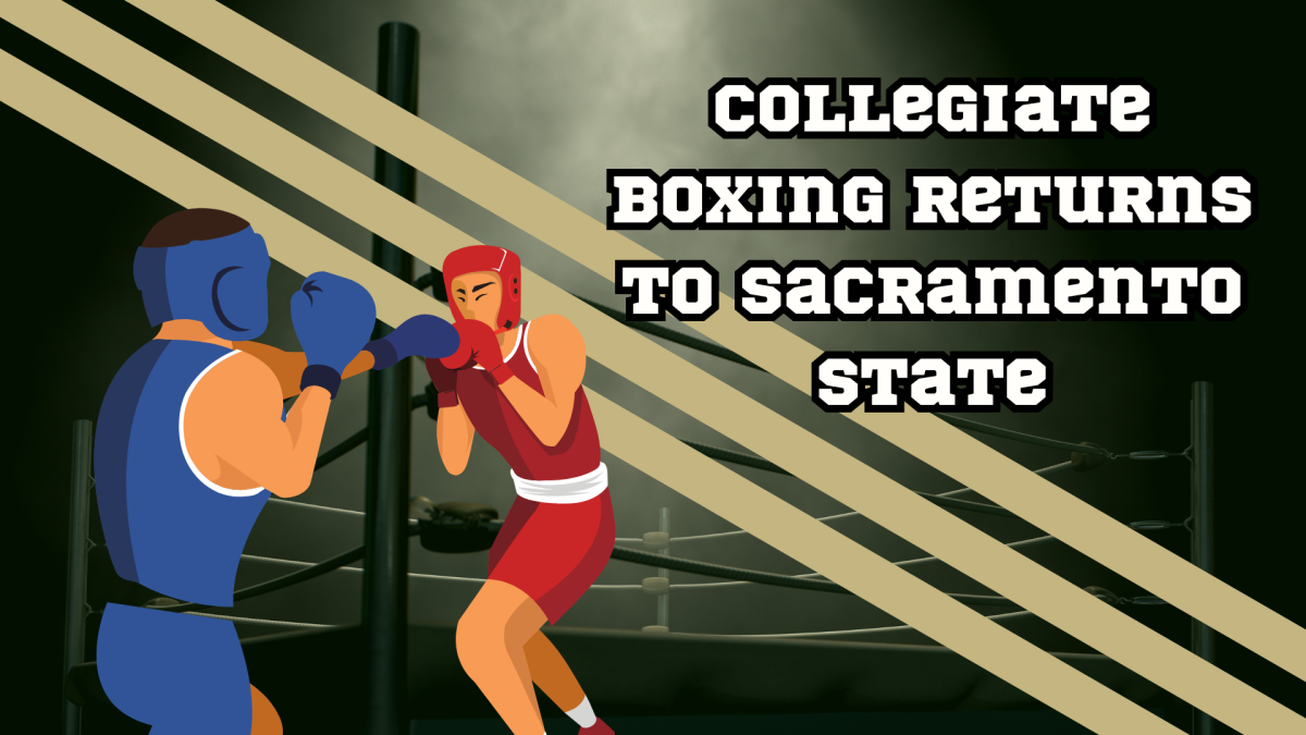 Sacramento State will see the return of its collegiate boxing program, according to an announcement from President Luke Wood on Sunday. According to the announcement, both a coach and executive coach will be announced within the coming months. (Graphic created in CANVA by Jacob Peterson)