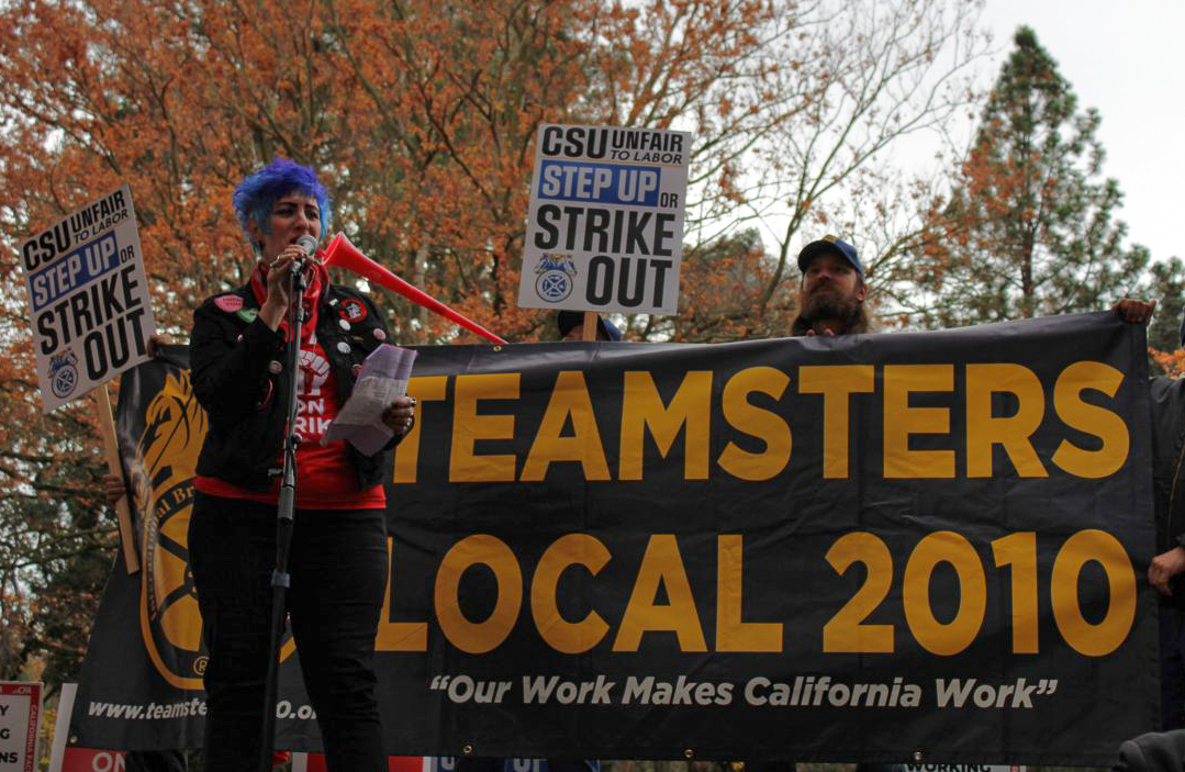 The Teamsters Local 10 union participated in the wage strike alongside the California Faculty Association on Dec. 7, 2023. Notable members of the union were spotted protesting and giving speeches in support of better pay and working conditions.