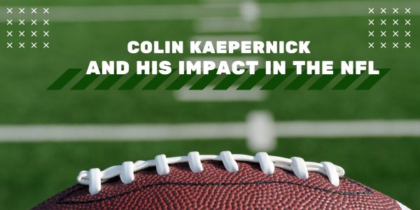 In 2016, Colin Kaepernick decided to sit down during the national anthem and later kneeled in support of the fight against police brutality, discrimination and racial inequality. His legacy serves as a powerful reminder of the intersection between sports and social change. (Graphic made in Canva by Hailey Valdivia)