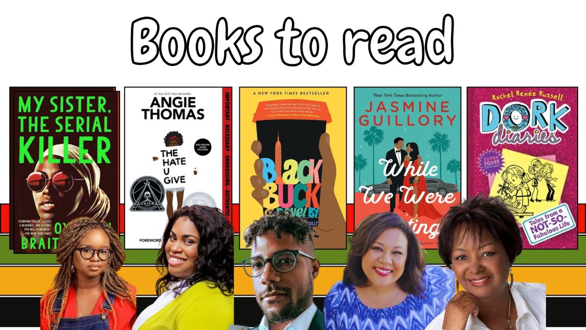 Covers of books to read during Black History Month written by Black authors. These books are a range of genres and have something for everyone. (Created in Canva by Jada Portillo)
