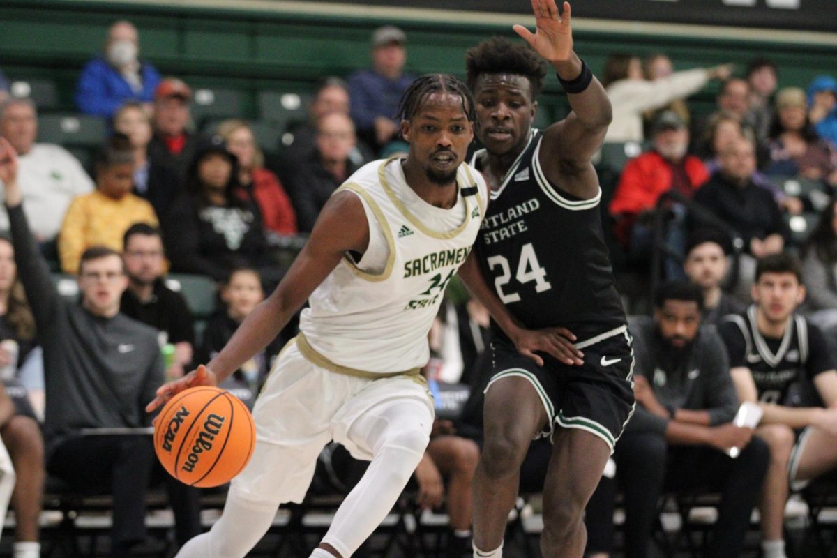 Junior forward Zee Hamoda drives past his defender towards the basket Saturday, March 2, 2024 at The Nest. Hamoda and the Hornets will face off against the Idaho Vandals in the first round of the Big Sky Tournament on Saturday in Boise, Idaho.