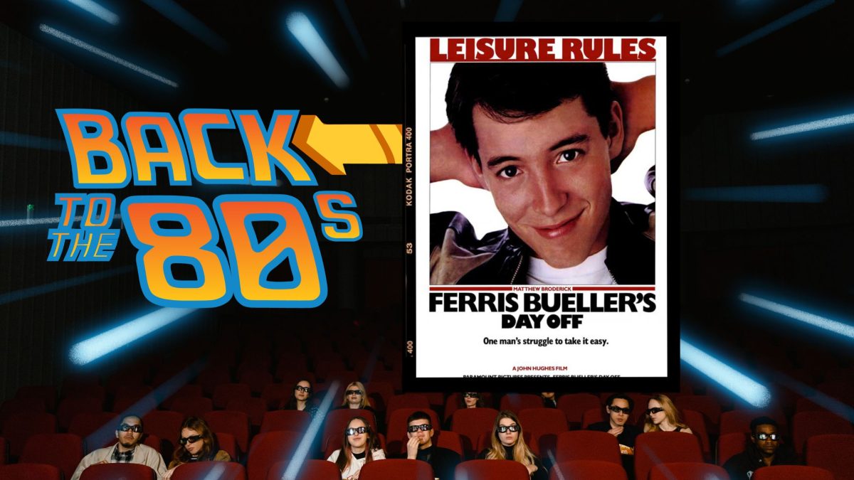 The 1986 film, “Ferris Bueller’s Day Off” is a cult classic film based on the dream of every high school student, the perfect and most unforgettable ditch day. Ferris Bueller, played by Matthew Broderick does an unforgettable performance within the film.  (Graphic created in Canva by Alyssa Branum and Photo courtesy of Paramount Pictures)