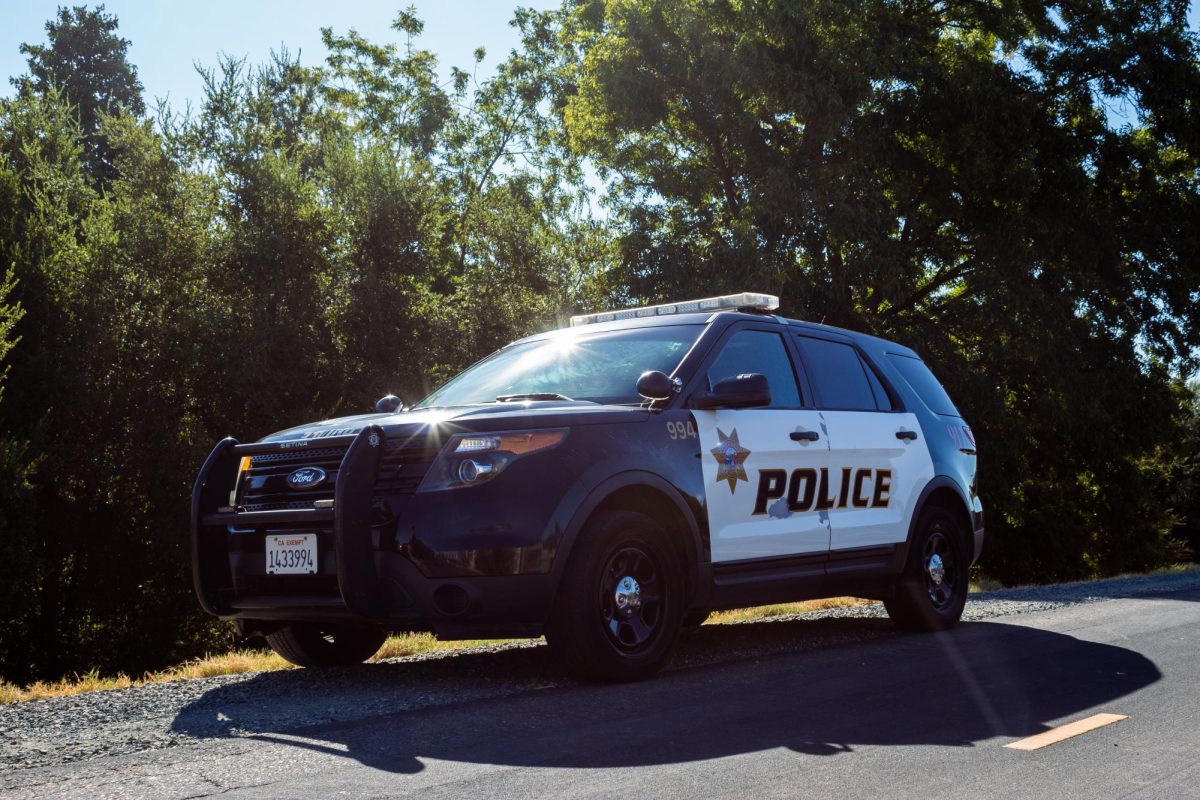 A Sacramento State Police car along the American River Bike Trail after responding to a call Saturday, Sept. 7, 2024. Sac State PD released the Clery report last Tuesday, informing students of the rise in crime on and around campus.