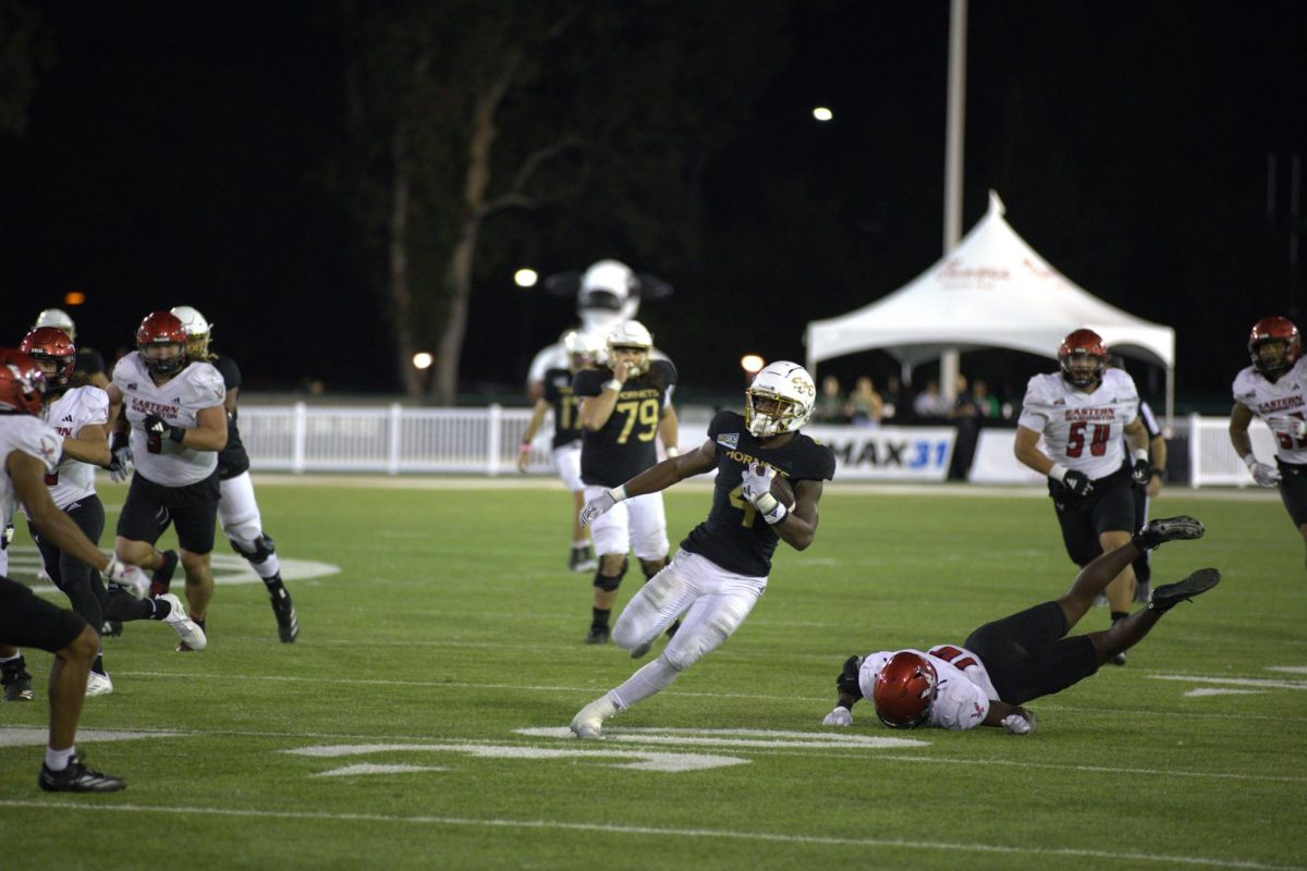 Junior running back Elijah Tau-Tolliver breaks free for a run in last week’s game against Eastern Washington on Saturday, Oct. 12, 2024. Sacramento State is playing Weber State Saturday Oct. 19, 2024 in its homecoming game.