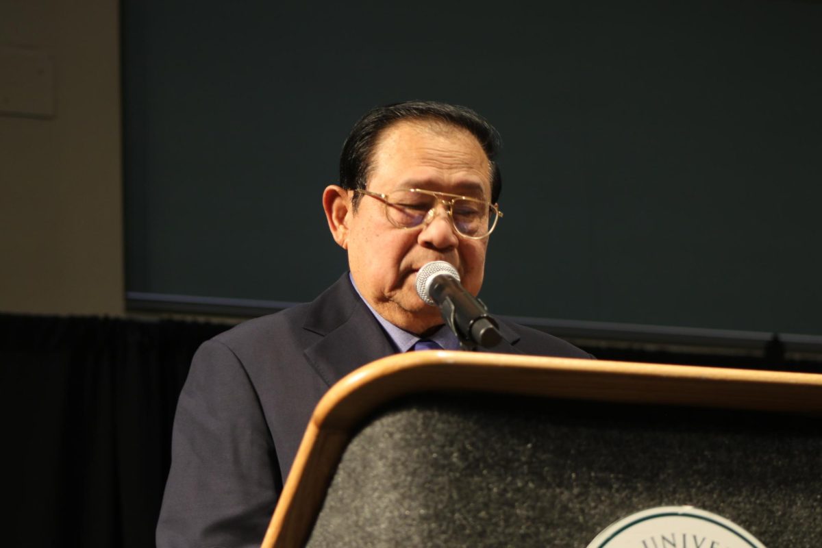 The former President of Indonesia Susilo Bambang Yudhoyono gives a speech during the plenary session, Saturday, Nov. 16, 2024. Yudhoyono was present for two sessions where he was asked questions pertaining to his presidency.