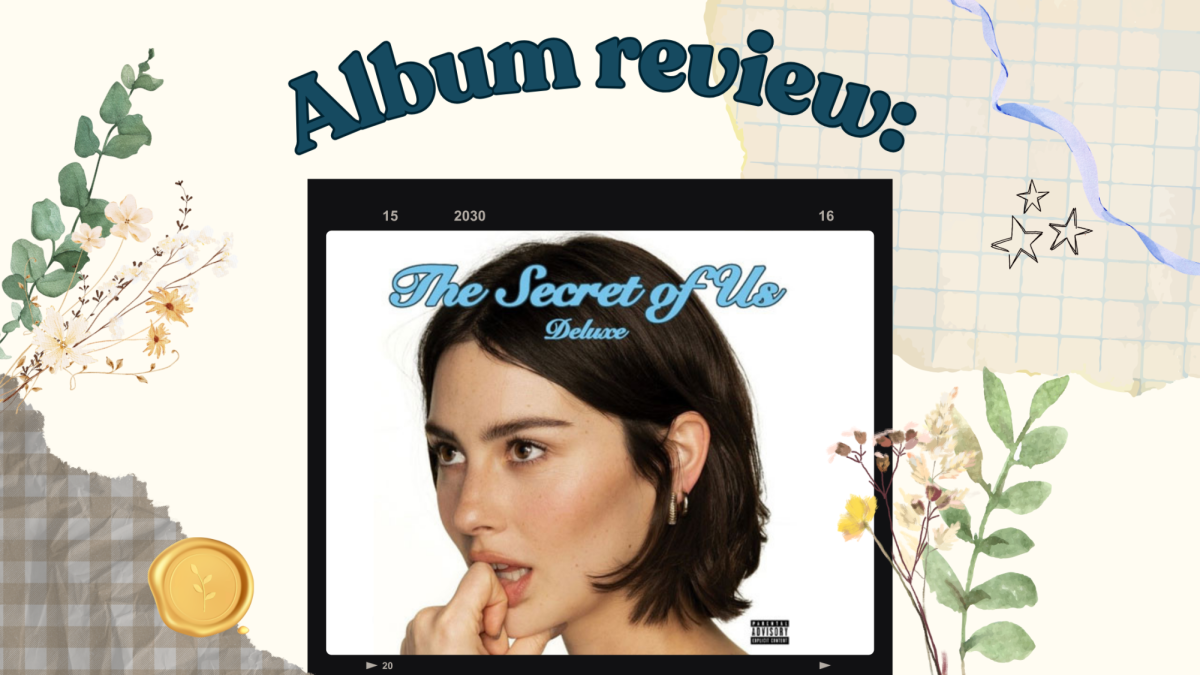 The cover art for the deluxe edition of Gracie Abrams’ album, “The Secret of Us,” released Oct. 18, 2024. The album is the 25-year-old’s second studio album and has earned massive sales and critical recognition. (Photo courtesy of Interscope Records, graphic created in Canva by Jocelyn Hill)