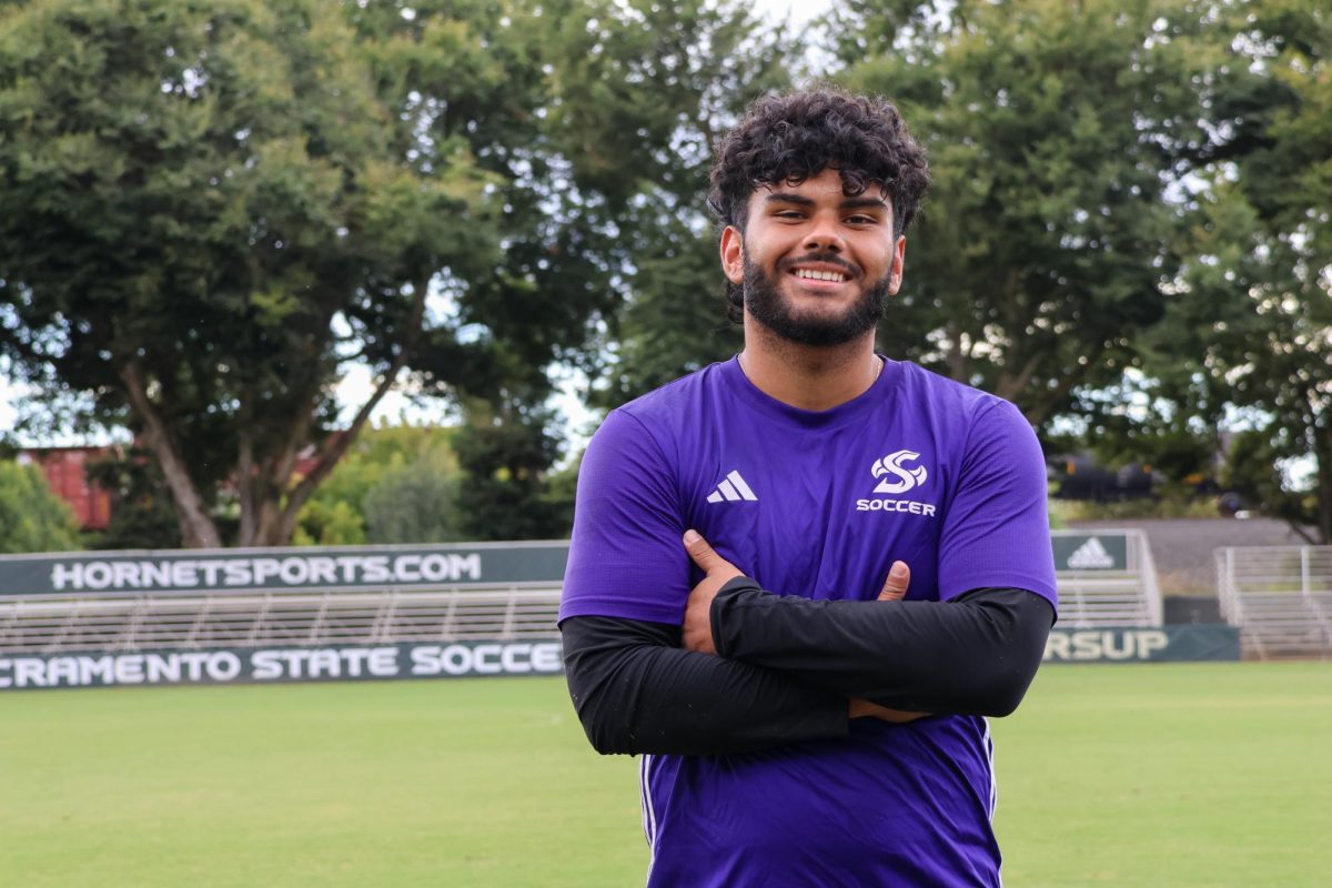 Sac State goalkeeper Edgar China stands on Hornet Field after practice Wednesday,  Sept. 18, 2024. China has the opportunity to play on the same field as his late brother.