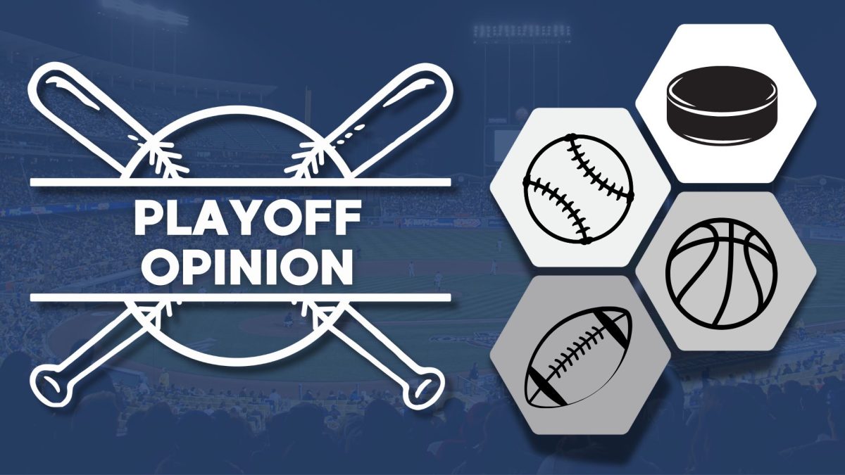 Major League Baseball has the best playoffs of the four major North American sports. The excitement, intensity, format and length put baseball above the rest in terms of quality. (Graphic made in Canva by Brionna Woody)