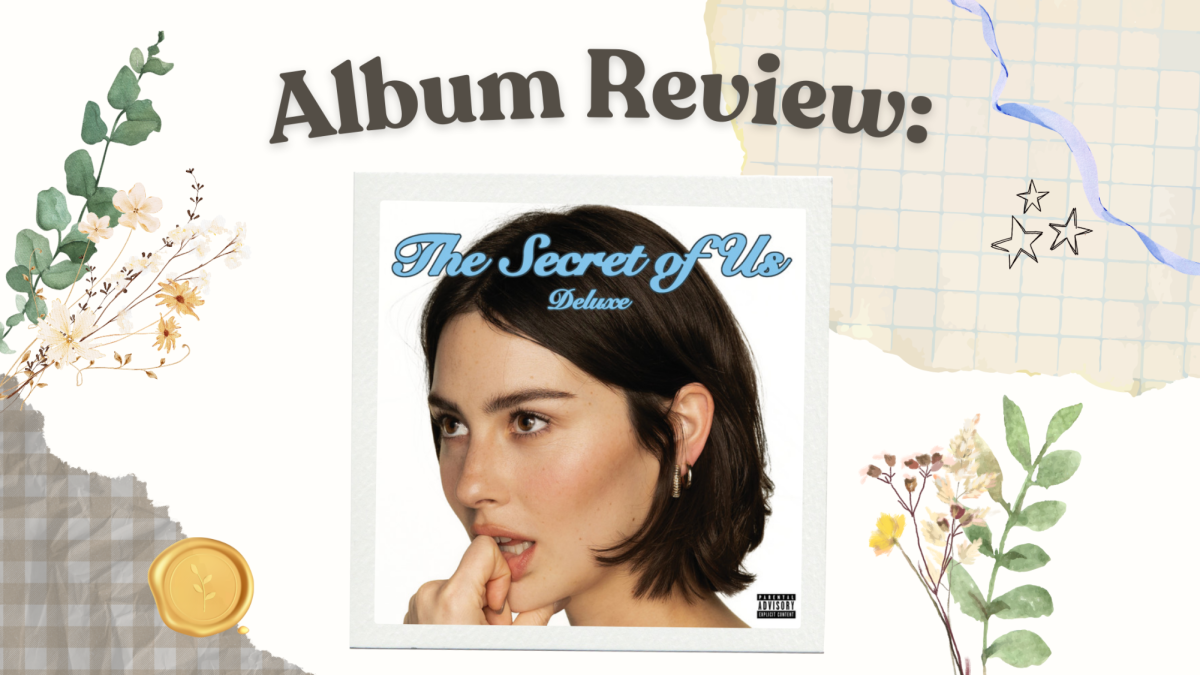 The cover art for the deluxe edition of Gracie Abrams’ album, “The Secret of Us,” released Oct. 18, 2024. The album is the 25-year-old’s second studio album and has earned massive sales and critical recognition. (Photo courtesy of Interscope Records, graphic created in Canva by Jocelyn Hill)