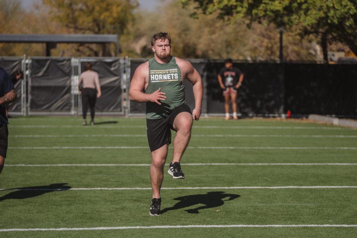 Former Sac State guard Jackson Slater trains for the Combine at Exos in Phoenix, Arizona. Slater was a consensus All-American at Sac State last season. (Photos courtesy of Priority Sports and Entertainment)