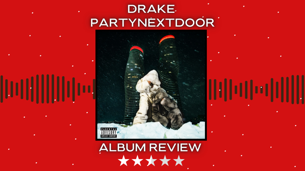 Drake and PARTYNEXTDOOR released their collaboration album “$ome $exy $ongs 4 U” Friday, Feb. 14. The album has 21 tracks and a total runtime of 1 hour and 13 minutes. (Photo courtesy of OVO Sound, Republic Records and UMG Recordings. Graphic made in Canva by Chris. D Johnson and Delaney Joyce)