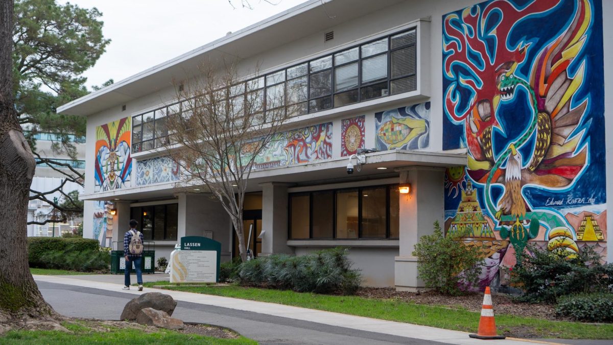 A student walks by the Lassen Hall Saturday, Feb. 8, 2025. Lassen Hall is home to multiple cultural centers available on campus, including the Esak’timá Center, the APIDA Center and the MLK Jr. Center. 