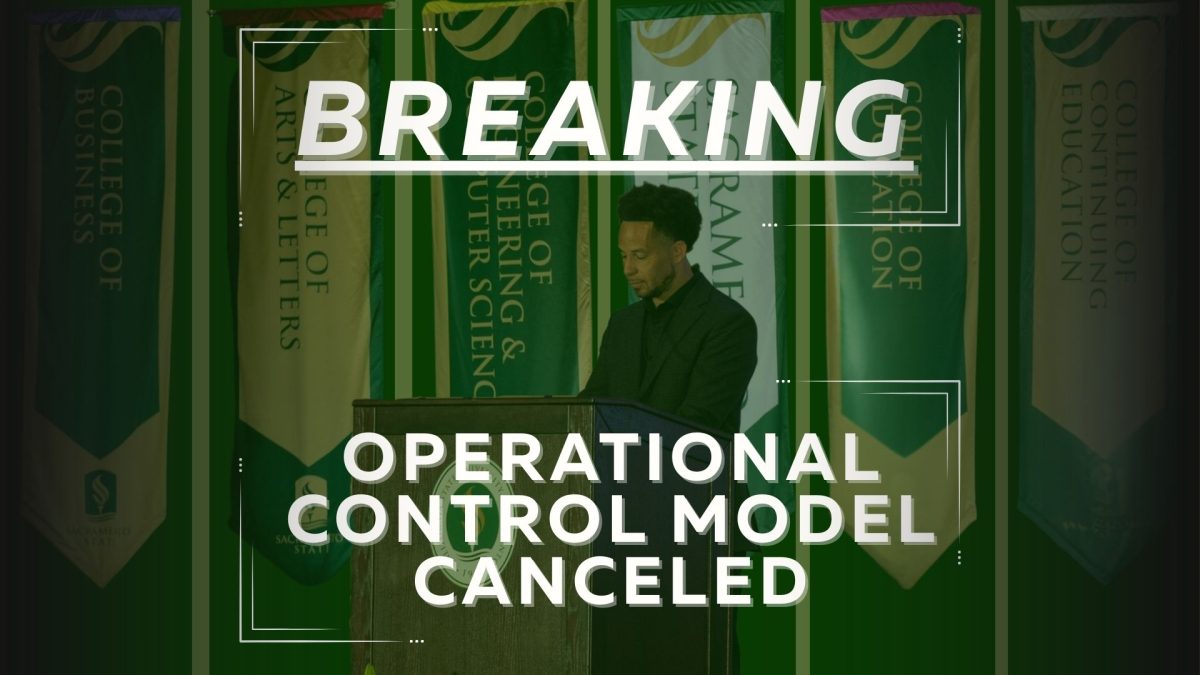  Sac State canceled plans for dean oversight amid impending budget cuts Tuesday, April 29, 2025. Students and faculty expressed anxiety and concerns over the operational control model during multiple town halls, which were taken into consideration for its cancellation. (Graphic created in Canva by Jada Portillo) (Photos by Brionna Woody and courtesy of Sac State/Bibiana Ortiz)
