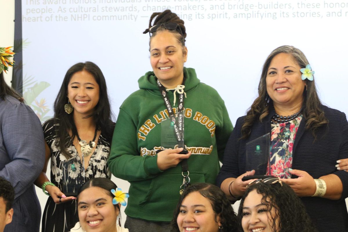 Speakers received special acknowledgment for the work they do inside the NHPI community on Wednesday, April 30. Isa Whalen (left), Grace Fa’avesi (middle) and Manufou Liaiga-Anoa’i (right) spoke at the event.