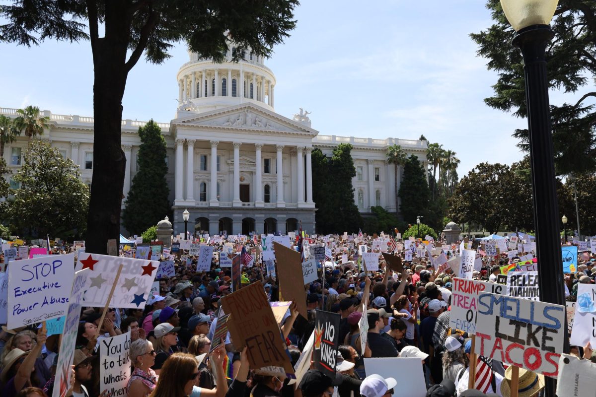 Sacramentans flood Capitol Park during nationwide “No Kings Day” protest.