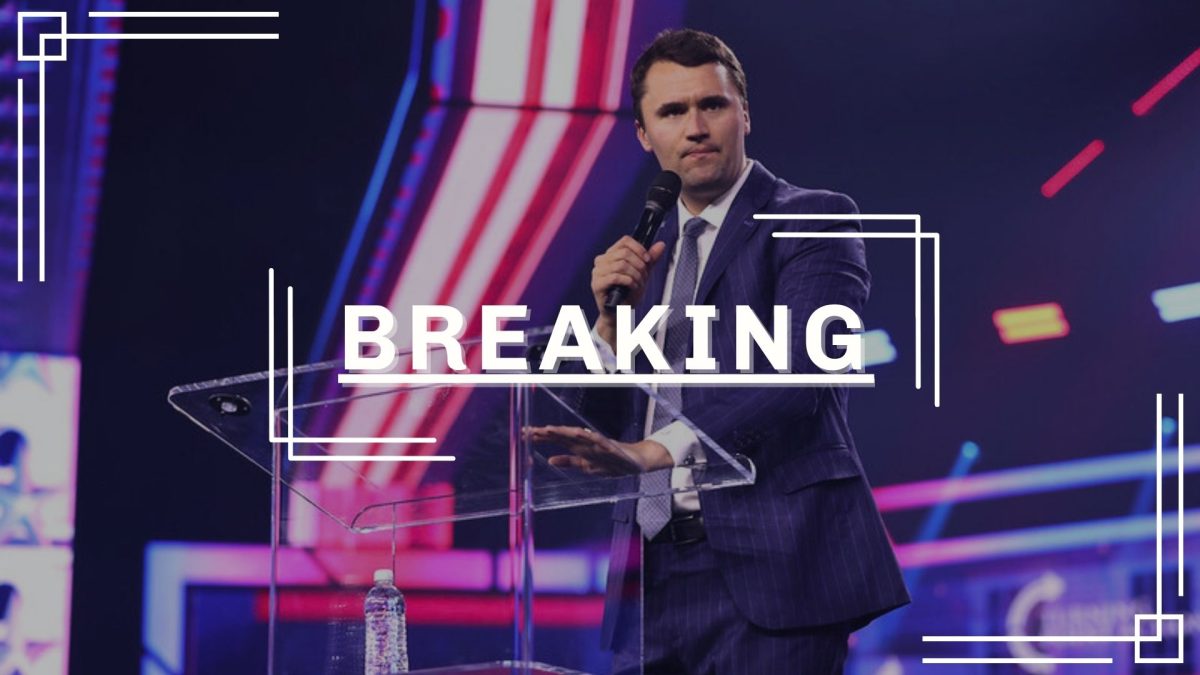 Political activist and CEO of Turning Point USA Charlie Kirk was fatally shot Sep. 10, 2025. The shooting occurred at Utah Valley University during a campus event held by Turning Point USA. (Photo courtesy of Gage Skidmore via Flickr, graphic created in Canva by Jada Portillo)