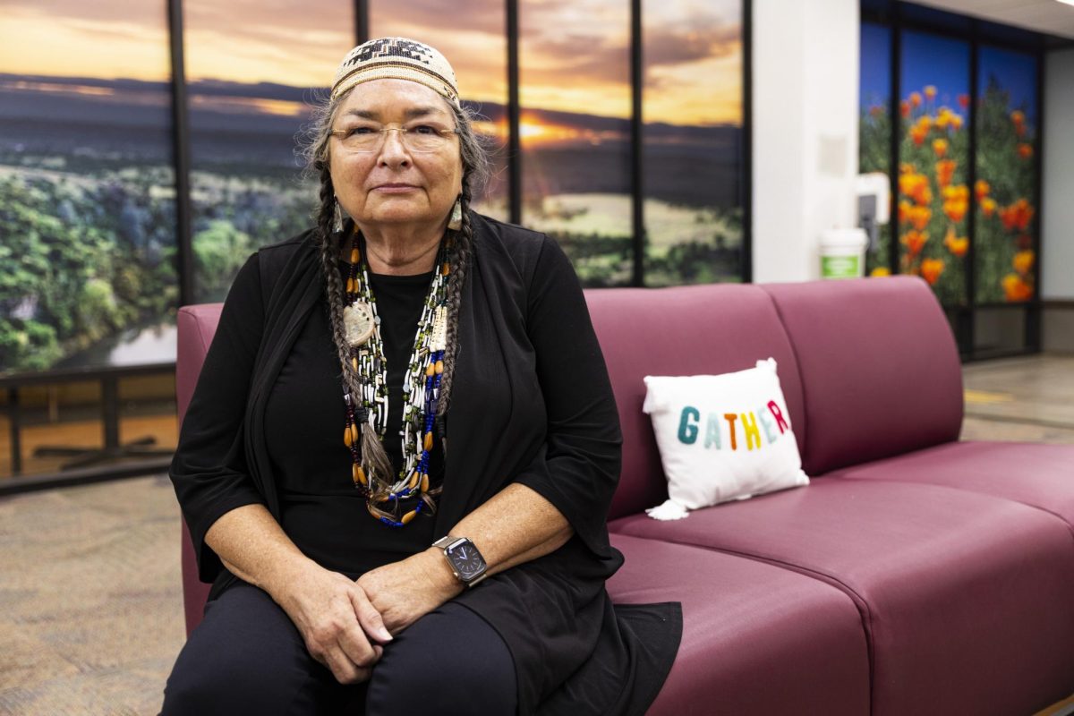 Wileety Native American College Dean Annette Reed poses for a photo within the lounge area of the new WNAC space Wednesday, Sept. 24, 2025. She canceled her retirement to lead the new college.