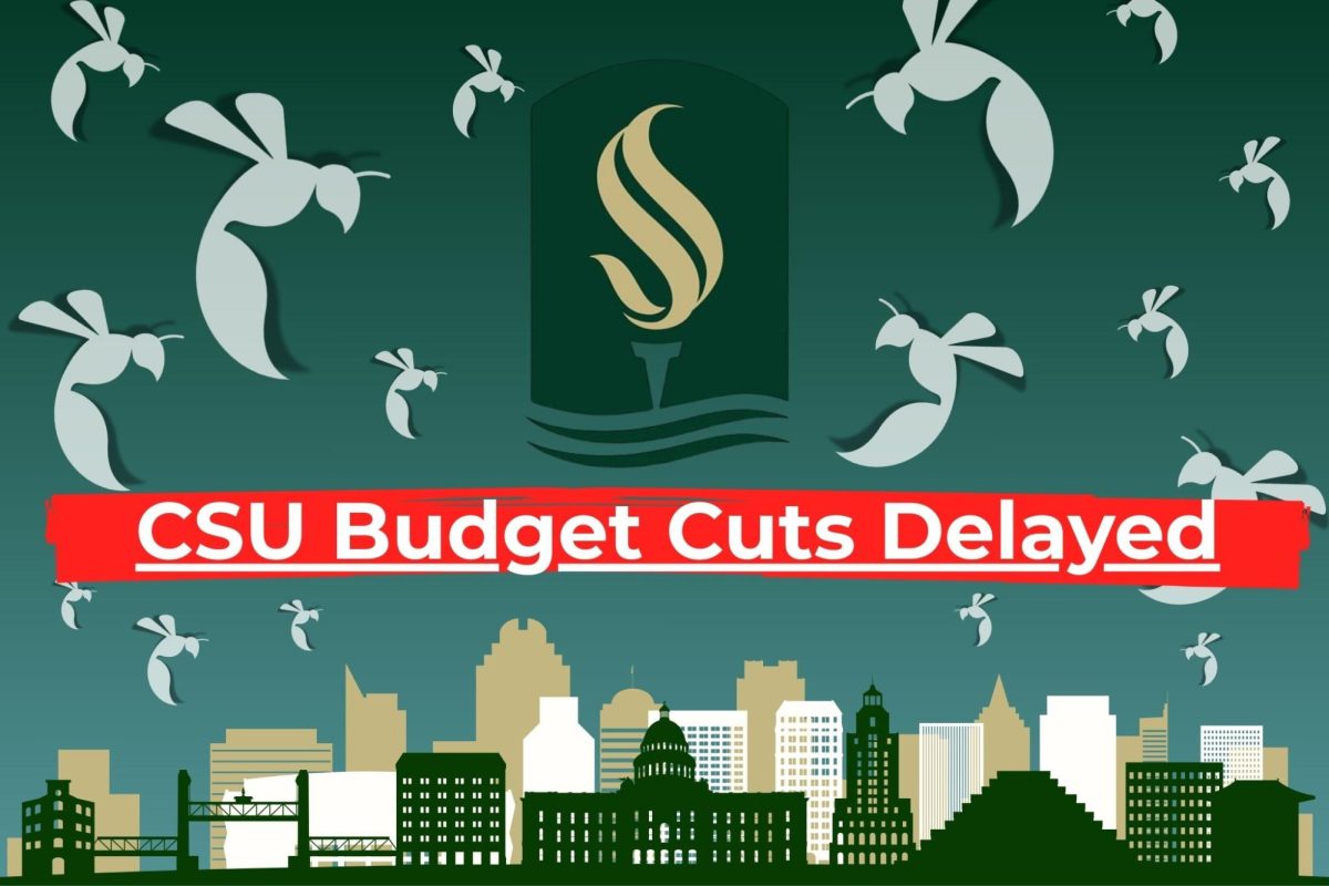 California legislators have rejected and restructured proposed budget cuts for California State Universities from Governor Gavin Newsom Monday, Sept. 22, 2025. In light of this, Sacramento State’s own budget deficit has been reduced, but the university will still be working to compensate for the deficit. (Graphic created in Canva by Omid Manavirad)