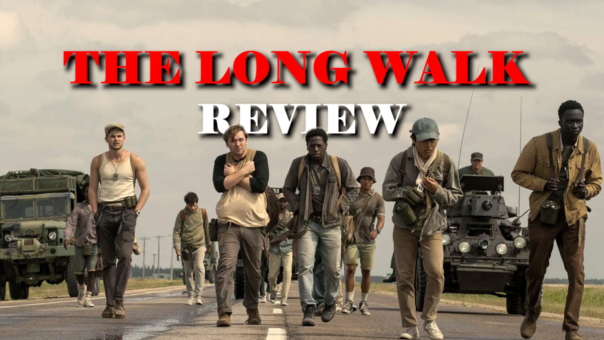 Francis Lawrence’s adaptation of Stephen King’s “The Long Walk” was released in theaters Friday, Sept. 12, 2025. The film stars Cooper Hoffman, David Jonsson and Mark Hamil. (Photo courtesy of Lionsgate. Graphic made in photoshop by Eli Keller)