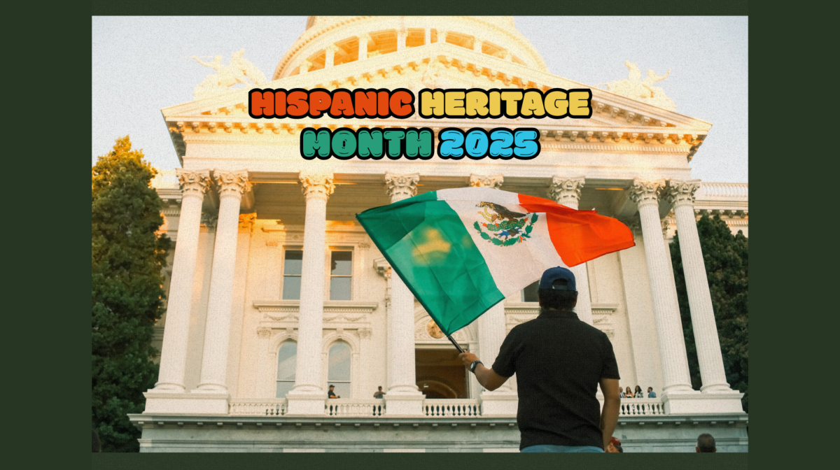 Hispanic Heritage Month is celebrated from Sept. 15 through Oct. 15. During this time, we highlight and celebrate the Hispanic and Latinx communities. (Photo by Ruth Finch, graphic created in Canva by Jada Portillo)