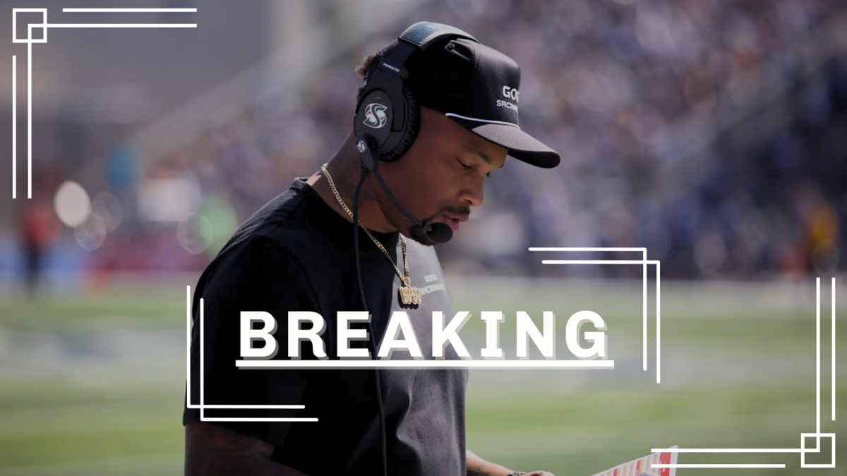 Football head coach Brennan Marion was fined $10,000 by the Big Sky Conference Wednesday, Oct. 29, 2025. The comments were made to CBS Sacramento and violated Big Sky’s Sportsmanship Policy. (Graphic created in Canva by Delaney Joyce)