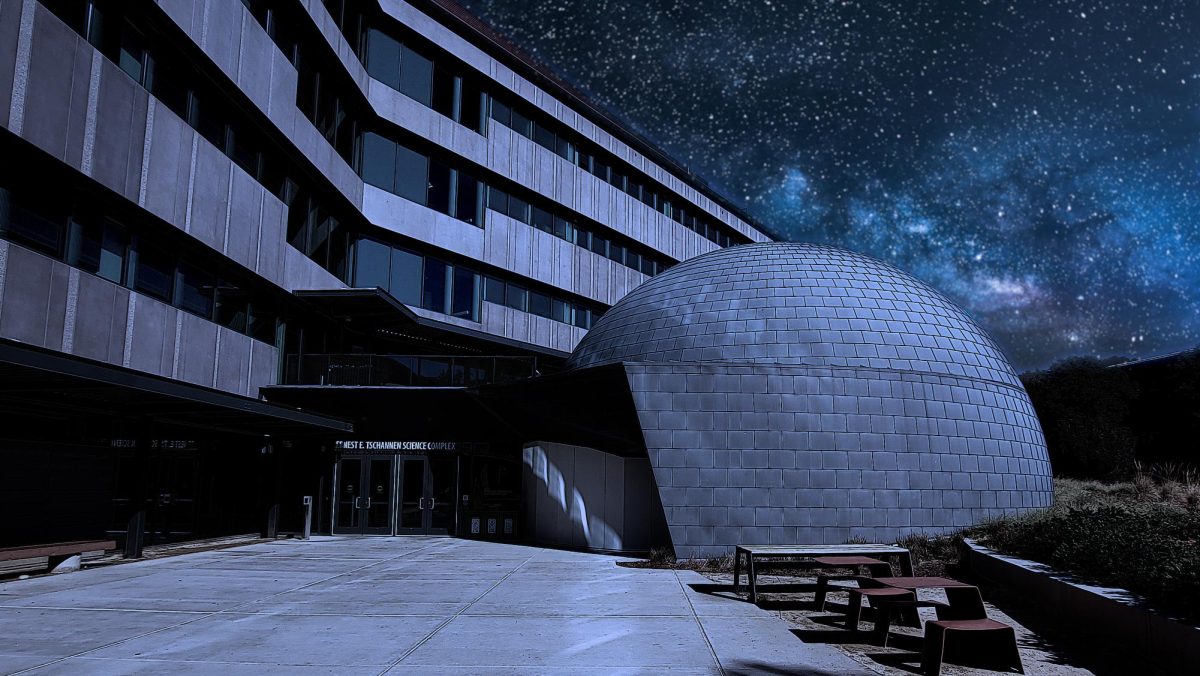 Sac State’s planetarium is connected to the Ernest E. Tschannen Science Complex and will be open to the general public Oct. 24-26. The shows that will be featured are “JWST Year Three,” “Aurora: Lights of Wonder” and “Backyard Astronomy," all offering their own immersive experiences. (Photo shot and created in Photoshop by Eli Keller)  
