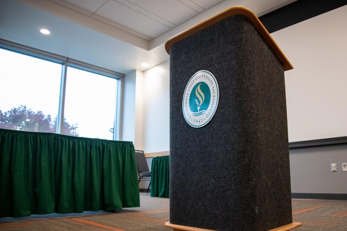 Sacramento State President Luke Wood holds a town hall over Zoom Wednesday, Nov. 12, 2025. Wood and his team addressed concerns about the university’s funding, decisions around athletics and post-game concerts, and the upcoming live-oin requirement.