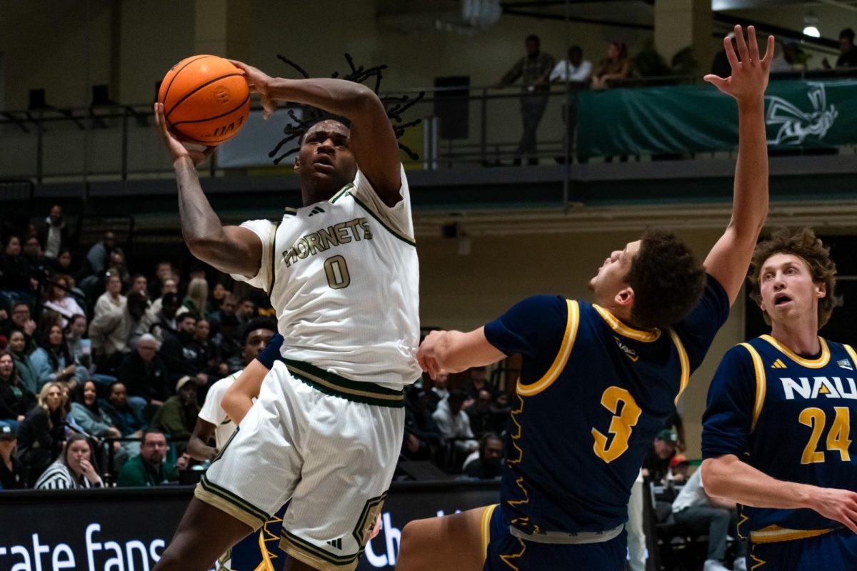 Sophomore forward Brandon Gardner attempting a layup Thursday, Jan. 15, 2026. Gardner exited the game with a left shoulder injury in the first half.