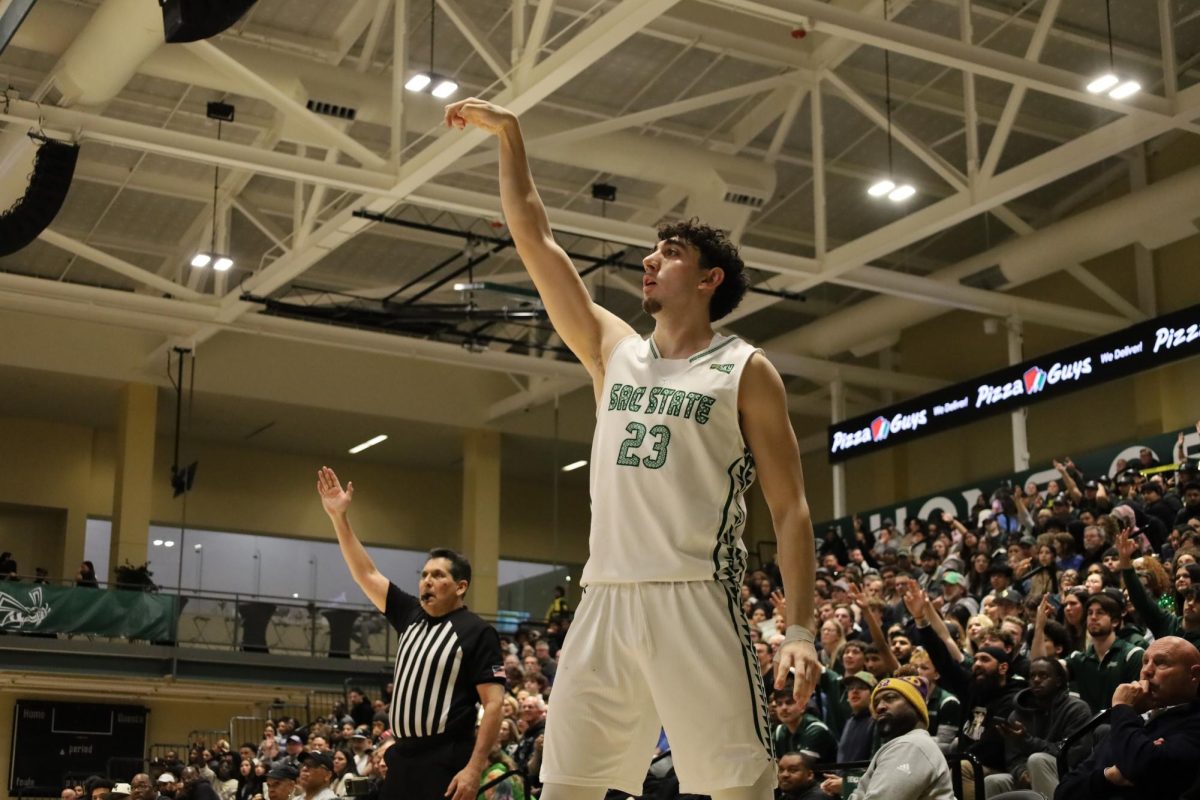 Sophomore guard Arman Madi drills a three pointer against Eastern Washington on Thursday, Feb. 19, 2026. Madi had a career-high 26 points.    
