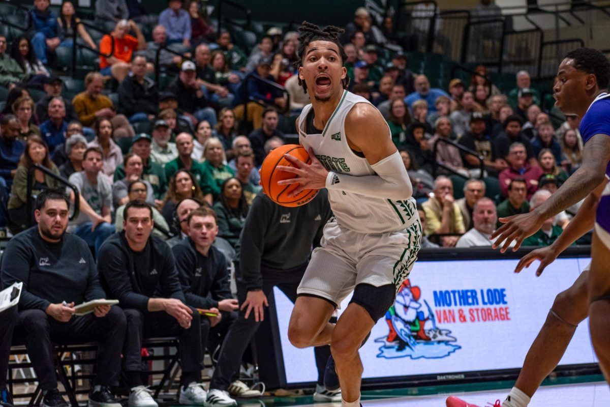 Junior guard Jahni Summers possessing the ball against Weber State Monday, Feb. 2, 2026. Summers had a career high in points, assists and steals against the Wildcats. 