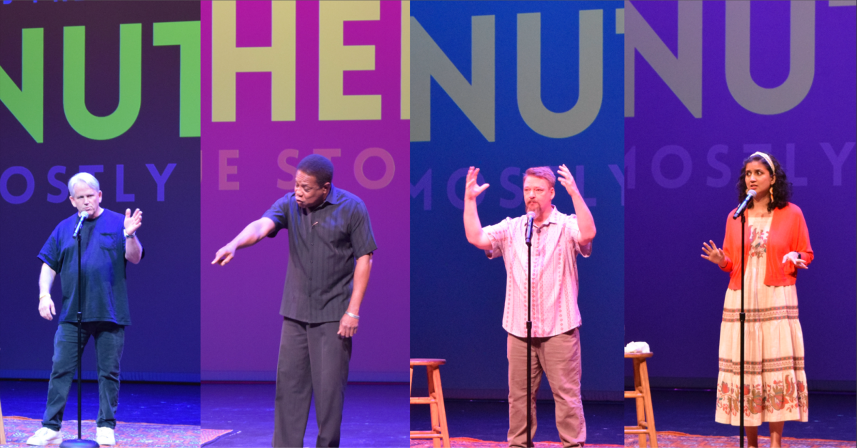  JP Frary, Brian Copeland, Joe Klocek and Meghna Bhat share their stories live at The Sofia for “In A Nutshell” Friday, Feb. 27, 2026. The stories evoked a multitude of emotions from the audience and shed light on this month’s theme, “The People Who Made Us.” 