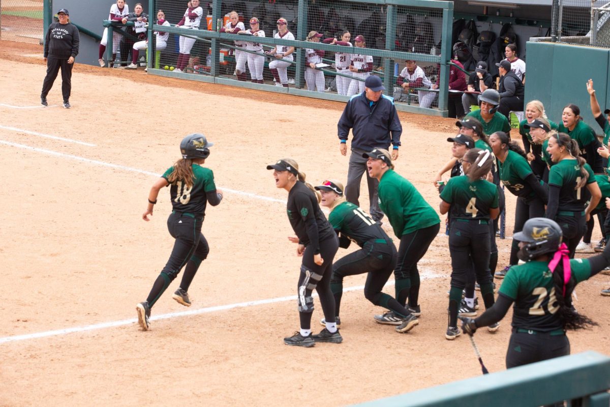 Junior shortstop Madi Mendoza heads home after crushing a 2-run home run over the left-field fence against Montana on Saturday, April 11, 2026. Mendoza earned herself Big Sky Player of the Week honors after a stellar hitting performance throughout the series. 
