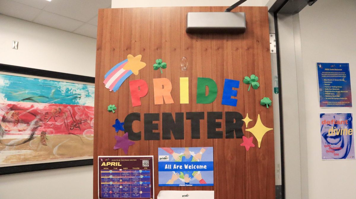 The door of the PRIDE Center at the University Union remains open to campus community members who wish to enter the space Friday, April 10, 2026. The PRIDE Center provides resources and support for LGBTQIA+ students.
